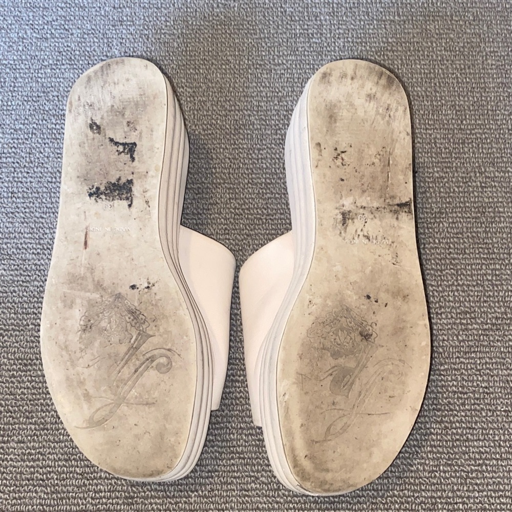 Free People Harbor Cream Leather Platform Slide Sandals sz 39 - Picture 8 of 9